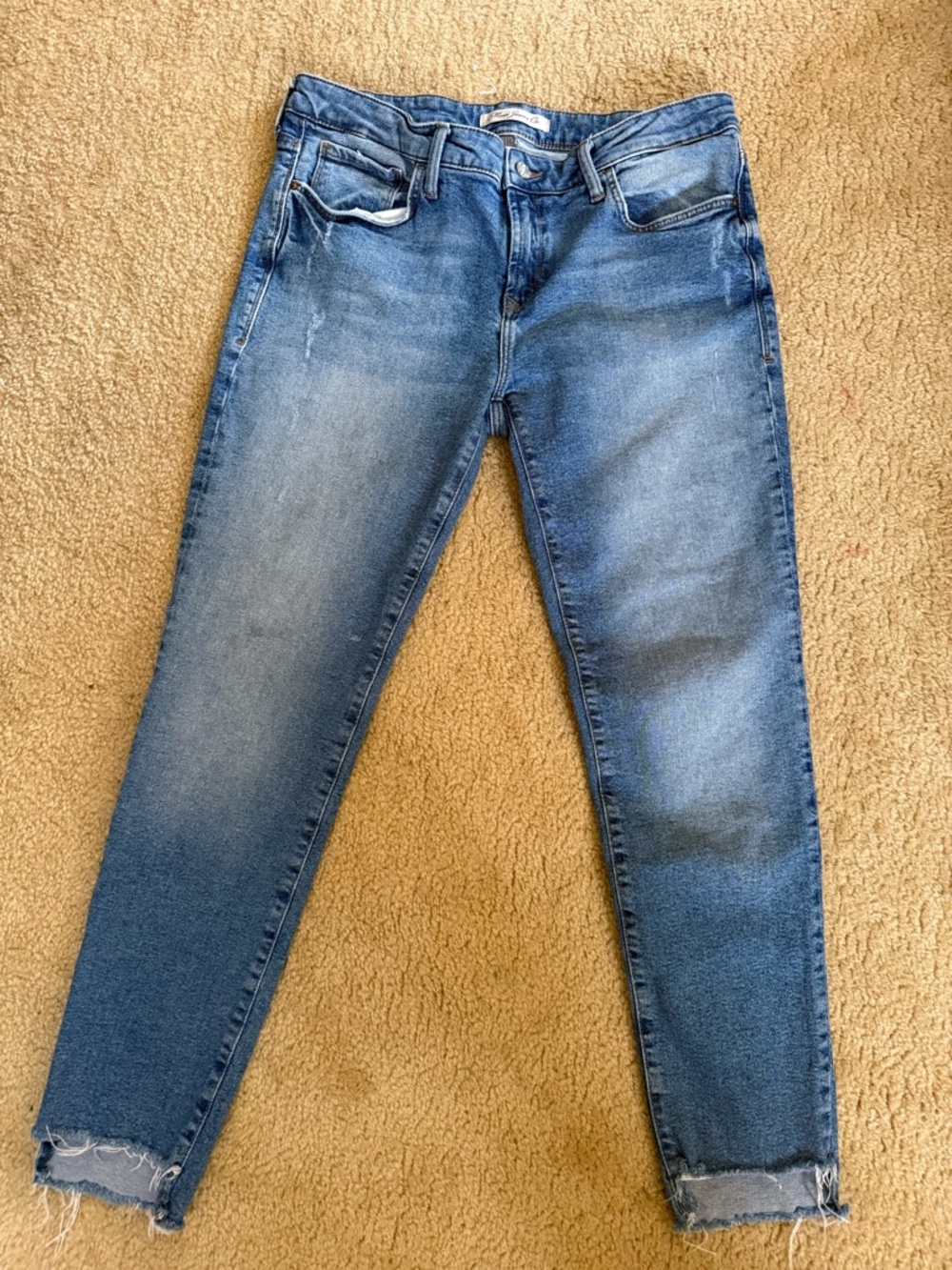 Mavi Jeans Adriana Mid Rise Ankle Distressed Hem Skinny Jeans